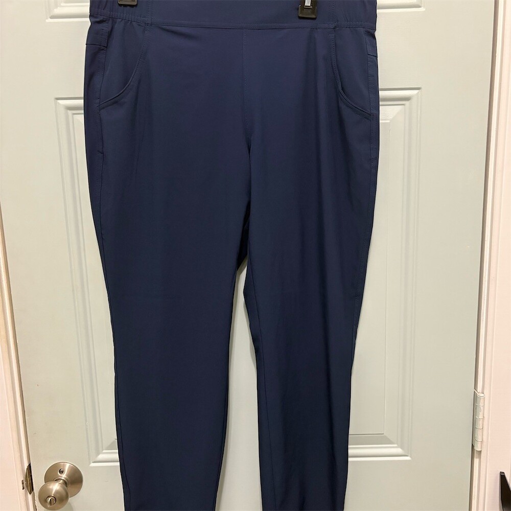 Eddie Bauer Traveler Pants Womens Size M Navy Blue Pull-On Stretch